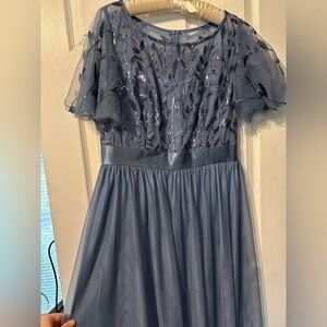 Elegant dusty blue dress